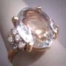 Vintage Aquamarine Diamond Ring Estate Art Deco Antique Wedding