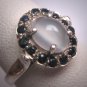 Antique Moonstone Sapphire Wedding Ring Art Deco Retro c.1950 Vintage Engagement