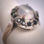 Antique Moonstone Sapphire Wedding Ring Art Deco Retro c.1950 Vintage Engagement