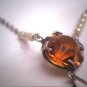 Antique Citrine Paste Seed Pearl Lavaliere Necklace Pendant Art Deco 1920