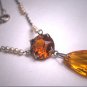 Antique Citrine Paste Seed Pearl Lavaliere Necklace Pendant Art Deco 1920