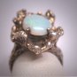 Antique Australian Opal Ring Wedding Art Nouveau Modernist Vintage 50s