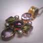 Vintage Etruscan Victorian Georgian Revival Garnet Peridot Pearl Pendant Silver Roman Revival