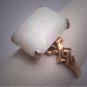 Antique Emerald Cut Sugarloaf Australian Opal Ring Victorian Art Deco Gold Wedding c.1920