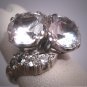 Antique Double White Sapphire Wedding Ring Vintage Art Deco Engagement 1930