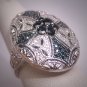 Vintage Blue Diamond Ring with Sapphires Art Deco Statement Wedding