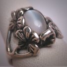 Antique Moonstone Ring Vintage Art Deco Nouveau Floral Wedding 1950