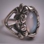 Antique Moonstone Ring Vintage Art Deco Nouveau Floral Wedding 1950