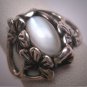 Antique Moonstone Ring Vintage Art Deco Nouveau Floral Wedding 1950