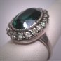 Antique Emerald French Paste Ring Vintage Art Deco Era 1930 Wedding