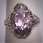 Antique Rose de France Amethyst Ring Vintage Victorian 1920 Art Deco