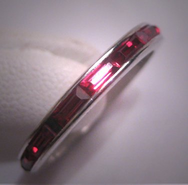Antique Ruby Paste Wedding Band Ring Vintage Art Deco 7