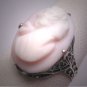Antique Cameo Ring Pink Art Deco Victorian Filigree c.1900