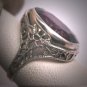 Antique Amethyst Ring Vintage Art Deco Silver Floral Filigree Victorian 1920