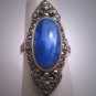 Antique Lapis Lazuli Marcasite Ring Vintage Art Deco 1920
