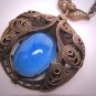 Antique Star Sapphire Paste Necklace Art Deco c.1920 Wedding Pendant