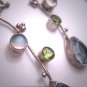 Vintage Moonstone Peridot Blue Topaz Earrings Modernist Silver Artisan Handmade Designer
