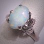 Antique Australian Opal Diamond Ring Wedding Art Deco Palladium 1930