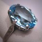 Antique Aquamarine Ring Wedding Vintage Art Deco Fleur de Lis Crown Filigree c1920