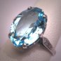 Antique Aquamarine Ring Wedding Vintage Art Deco Fleur de Lis Crown Filigree c1920