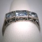 Antique Aquamarine Paste Wedding Band Ring Vintage Art Deco c1900
