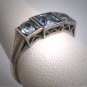 Antique Aquamarine Paste Wedding Band Ring Vintage Art Deco c1900