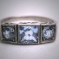 Antique Aquamarine Paste Wedding Band Ring Vintage Art Deco c1900