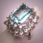 Antique Aquamarine French Paste Ring Vintage Art Deco Era 1930 Wedding