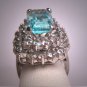 Antique Aquamarine French Paste Ring Vintage Art Deco Era 1930 Wedding