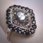 Vintage Aquamarine Sapphire Ring Wedding Art Deco Style Filigree