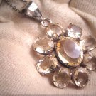 Vintage Renaissance Revival Georgian Victorian Revival Citrine Pendant Silver