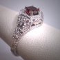 Vintage Garnet Ring Art Deco Floral Filigree Wedding Engagement