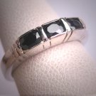 Vintage Sapphire Wedding Band Ring Art Deco Three Stone Stackable