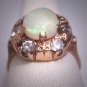 Estate Australian Opal White Sapphire Ring Vintage Victorian Art Deco Wedding 1930