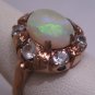 Estate Australian Opal White Sapphire Ring Vintage Victorian Art Deco Wedding 1930