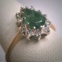 Antique Emerald Diamond Wedding Ring Art Deco Vintage 1950 Gold