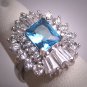Estate Aquamarine French Paste Ring Vintage Art Deco Era 1950 Wedding