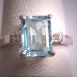 Estate Aquamarine Diamond Wedding Ring Vintage Art Deco Vintage