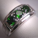 Vintage Green Tourmaline Wedding Band Ring Art Deco Mens Womens