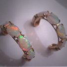 Gorgeous Vintage Australian Opal Earrings 14K Gold Hoops