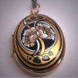Estate Vintage Enamel Locket Pendant Necklace Floral Michaela Frey Victorian Art Nouveau