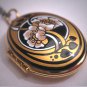 Estate Vintage Enamel Locket Pendant Necklace Floral Michaela Frey Victorian Art Nouveau