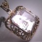 Antique Rock Crystal Pendant Necklace Vintage Art Deco Floral 1920