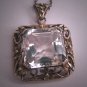 Antique Rock Crystal Pendant Necklace Vintage Art Deco Floral 1920