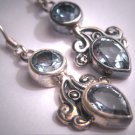 Vintage Georgian Victorian Revival Blue Topaz Earrings