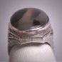 Antique Victorian Tortoise Agate Ring Vintage Silver Edwardian 1900