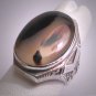 Antique Victorian Tortoise Agate Ring Vintage Silver Edwardian 1900