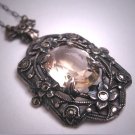 Antique Sterling and Citrine Rose Cut Lavaliere Necklace Edwardian Art Deco 1920