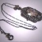 Antique Sterling and Citrine Rose Cut Lavaliere Necklace Edwardian Art Deco 1920