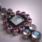 Vintage Moonstone Rubelite Tourmaline Lavaliere Pendant Necklace Victorian Art Deco Style